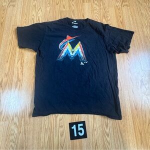 Men’s Miami Marlins Black Graphic T-Shirt XL